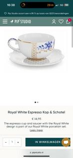 7 x Pip Studio White Royal Espressokop met Schotel, Nieuw, Kop en/of schotel, Ophalen of Verzenden, Porselein