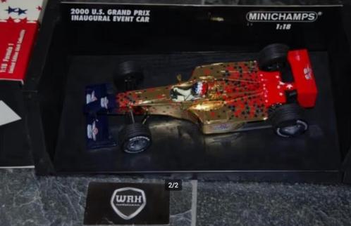 1:18 F1 2000 US GP Event car gold chrome Minichamps WRH, Hobby en Vrije tijd, Modelauto's | 1:18, Zo goed als nieuw, Auto, MiniChamps