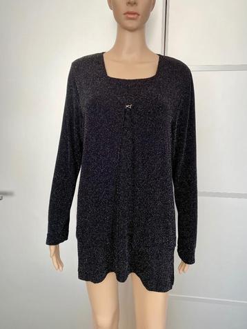 G746 Intown: Set: vest + lang top maat L=42/44 zwart/zilver beschikbaar voor biedingen