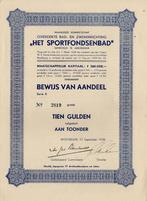 Aandeel f 10 van "Het Sportfondsenbad" N.V., Amsterdam 1936, Postzegels en Munten, Aandelen en Waardepapieren, Ophalen of Verzenden