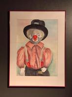 Aquarel Schilderij van een Clown, Antiek en Kunst, Kunst | Schilderijen | Klassiek, Ophalen