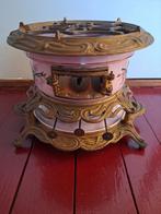 Uniek gedecoreerd roze emaille petroleumstel, Antiek en Kunst, Antiek | Emaille, Ophalen of Verzenden