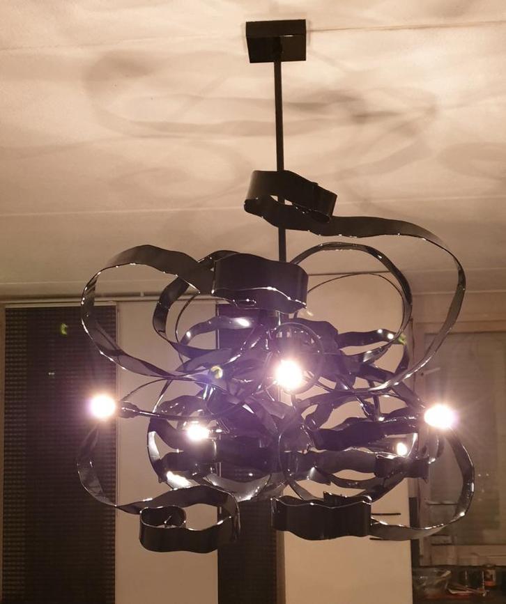 Moderne Design Kroonluchter, Huis en Inrichting, Lampen | Hanglampen, Gebruikt, 50 tot 75 cm, Metaal, Ophalen