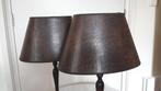 2 Bruine Lederlook Lampenkappen Ovaal, Bruin, Ophalen of Verzenden, Zo goed als nieuw, Ovaal