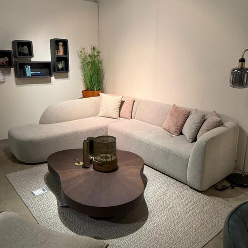 hoekbank rond Sloping in japandi stijl beige sneak stof, Huis en Inrichting, Banken | Complete zithoeken, Nieuw, Stof, Ophalen
