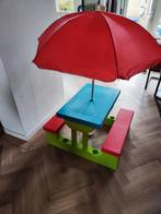 Kinder picknicktafel met parasol (2 stuks): demontabel, Ophalen, Rechthoekig, Hout