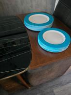 Melamine borden met blauwe rand , 24 stuks, Ophalen of Verzenden, Zo goed als nieuw