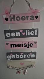Houten Geboortebord Meisje - Handgemaakt, Ophalen of Verzenden, Nieuw, Geboortebord