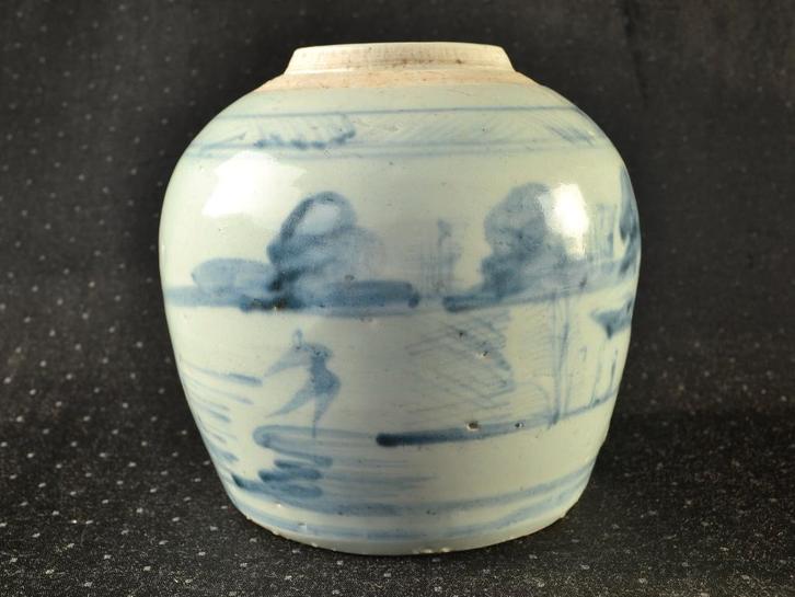 Antieke Chinese Gemberpot met blauw decor, Tongzhi - Guangxu, Antiek en Kunst, Antiek | Porselein, Ophalen of Verzenden