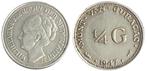 Curaçao 25 cent 1947 ZF+, Verzenden, Zilver, 25 cent, Koningin Wilhelmina