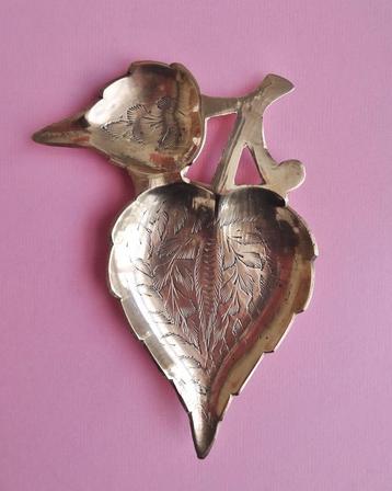 Vintage 70s messing goud blaadjes schaal schaaltje bohemian beschikbaar voor biedingen