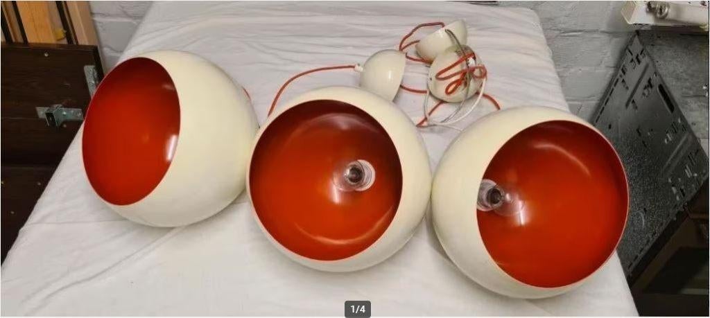retro space age hanglamp Frandsen metaal xl stukprijs, Ophalen, Space age retro, Zo goed als nieuw, Metaal