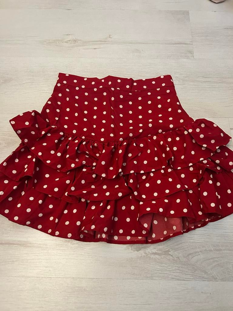 Shein rok - rood met witte stippen - maat S, Kleding | Dames, Ophalen of Verzenden, Zo goed als nieuw, Maat 36 (S), Boven de knie