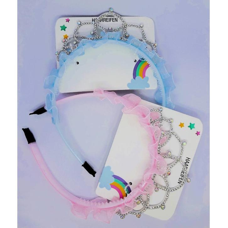 Nieuw ! Mooie Tule Roze Of Blauwe Prinsessen Tiara Diadeem, Kinderen en Baby's, Carnavalskleding en Verkleedspullen, Nieuw, Meisje