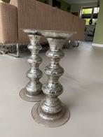 PTMD kandelaars, glas, twee stuks, Huis en Inrichting, Woonaccessoires | Kandelaars en Kaarsen, Ophalen, Zo goed als nieuw, Overige materialen