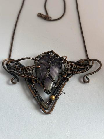 Amethist Edelsteen Ketting - Handgemaakt Wirewrap beschikbaar voor biedingen