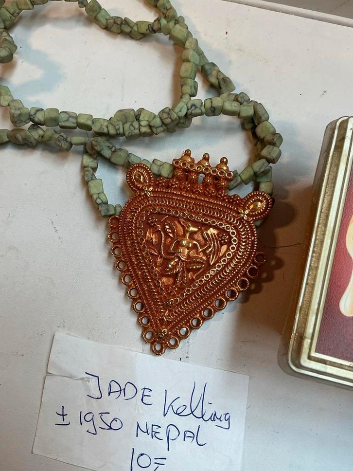Vintage Jade Ketting uit Nepal, ca. 1950, Verzamelen, Boekenleggers, Gebruikt, Overige onderwerpen, Ophalen of Verzenden