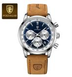 Sportief elegant heren horloge Quartz Nieuw, Overige merken, Leer, Staal, Polshorloge