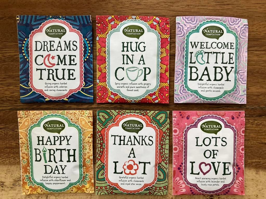 6 volle Theezakjes van Natural Temptation, Hobby en Vrije tijd, Theezakjes, Ophalen of Verzenden, Theezakje(s), Vol