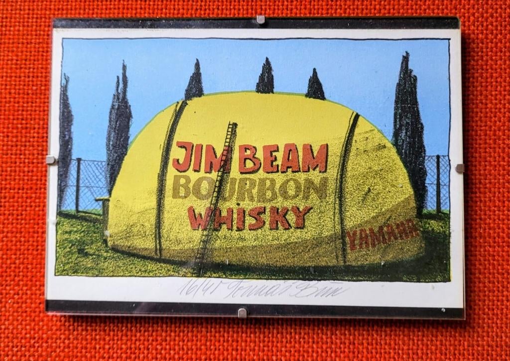 vintage zeefdruk reclame Amerikaanse whisky, Ophalen of Verzenden