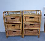 Twee Rotan nachtkastjes, Ophalen, Overige materialen, Gebruikt, Minder dan 45 cm
