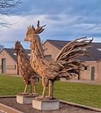 Teakhouten Kip & Haan - Handgemaakt Decoratie Set, Tuin en Terras, Tuinbeelden, Ophalen, Nieuw, Hout, Dierenbeeld