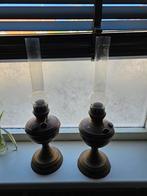 2 antieke olielampen decoratie, Huis en Inrichting, Lampen | Tafellampen, Minder dan 50 cm, Gebruikt, Metaal, Antiek
