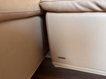 Natuzzi leren bankstel 2x 3-zits beige/vanille beschikbaar voor biedingen