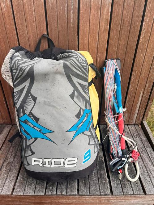 Naish Ride 9m + Naish Base Control System bar, Watersport en Boten, Kitesurfen, Gebruikt, Kitesurf-set, 9 m², Geen board, Ophalen of Verzenden