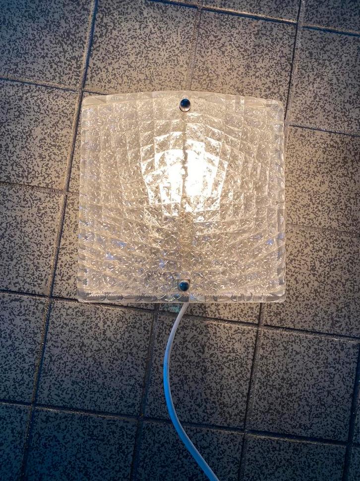 BUR Leuchten glazen wandlamp , jaren 60, Huis en Inrichting, Lampen | Wandlampen, Gebruikt, Glas, Metaal, Ophalen of Verzenden