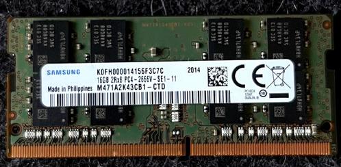 Samsung SODIMM 16GB DDR4 PC4-21300 2666MHz memory laptop, Computers en Software, RAM geheugen, Zo goed als nieuw, Laptop, 16 GB