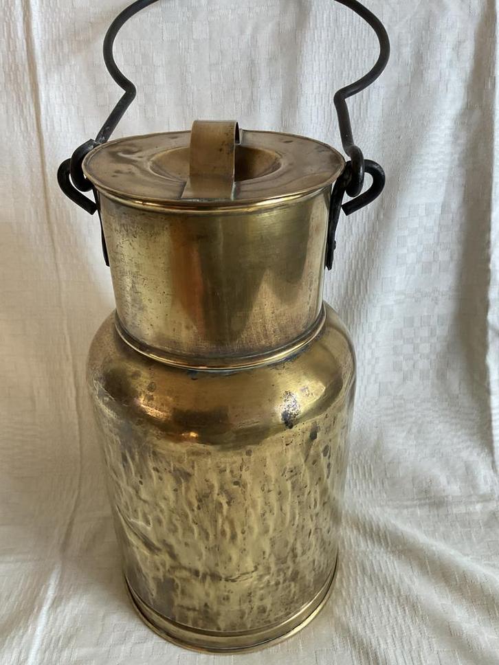 Oude messing melk boterkoeler binnenpot handgemaakt gehamerd, Antiek en Kunst, Antiek | Keukenbenodigdheden, Ophalen of Verzenden