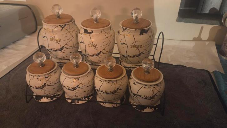 Kruidenpotten set met rek, Huis en Inrichting, Keuken | Keukenbenodigdheden, Zo goed als nieuw, Ophalen