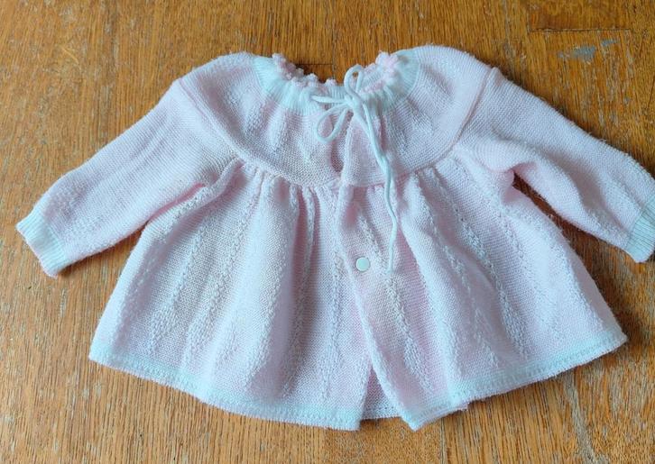 Vintage Roze Gebreid Baby Jasje, Kinderen en Baby's, Babykleding | Overige, Gebruikt, Meisje, Ophalen of Verzenden