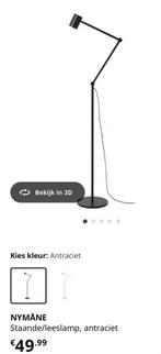 IKEA NYMÅNE Vloerlamp - Antraciet, Ophalen of Verzenden, Zo goed als nieuw, Metaal, 150 tot 200 cm
