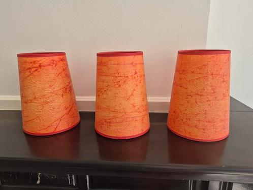 3 lampenkappen rood/oranje, Huis en Inrichting, Lampen | Lampenkappen, Gebruikt, Minder dan 25 cm, Rond, Rood, Ophalen