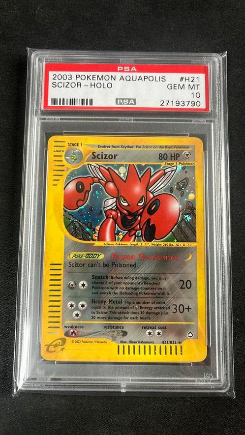 Scizor aquapolis holo #H21 PSA 10 pokemon kaart, Hobby en Vrije tijd, Verzamelkaartspellen | Pokémon, Zo goed als nieuw, Losse kaart