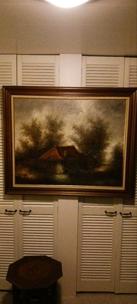 NAICK GILGERT OLIEVERF HOLLANDS LANDSCHAP MET WATERMOLEN, Antiek en Kunst, Kunst | Schilderijen | Klassiek, Ophalen