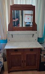 Antieke Wastafel met Spiegel & Marmer, Antiek en Kunst, Antiek | Meubels | Kasten, Ophalen
