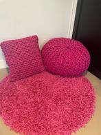 Kleed, kussen en poef (roze), Huis en Inrichting, Woonaccessoires | Kussens, Ophalen, Zo goed als nieuw, Roze, Vierkant