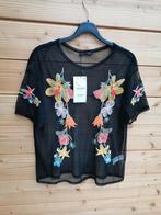 ZARA mesh top met borduursel mt. S, Kleding | Dames, Tops, Verzenden, Nieuw, Korte mouw, Maat 36 (S)