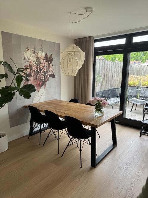Robuuste eettafel van massief hout – 200 x 100 cm, Huis en Inrichting, Tafels | Eettafels, Gebruikt, 50 tot 100 cm, 200 cm of meer