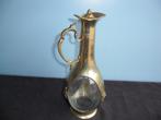 Vintage messing en glas wijnfles Decanter, Antiek en Kunst, Antiek | Glas en Kristal, Ophalen of Verzenden