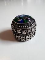 Pillendoosje oosters millefiori glas mozaïek zilverkl., Antiek en Kunst, Ophalen of Verzenden