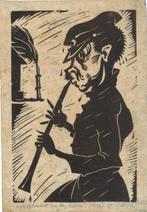 Nico van Zalingen linosnede "De Optimist om den Broode", Huis en Inrichting, Woonaccessoires | Schilderijen, Tekeningen en Foto's