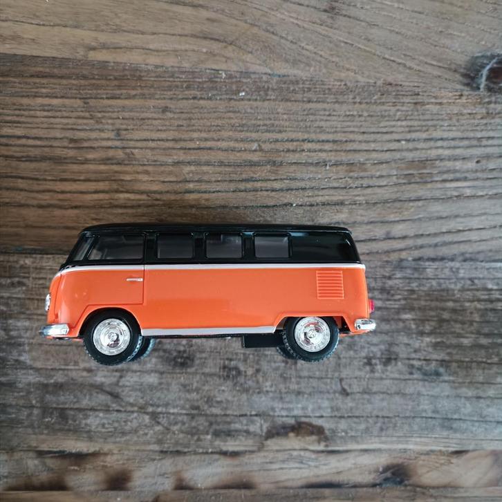 Kinsmart vw Volkswagen samba bus T1 oranje zwart, Hobby en Vrije tijd, Modelauto's | Overige schalen, Nieuw, Auto, Ophalen of Verzenden