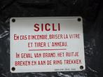 Emaille bord SICLI - Brandinstructies, Ophalen of Verzenden