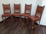 4 stoelen van notenhout met leeuwen koppen, Antiek en Kunst, Ophalen