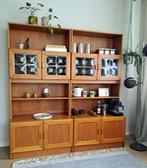Deens mid-century wandkast/wandmeubel. Vintage, Ophalen, Glas, Zo goed als nieuw, Minder dan 150 cm