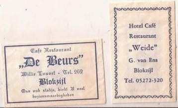 Blokzijl 2 x suikerzakjes 50/60er jaren beschikbaar voor biedingen